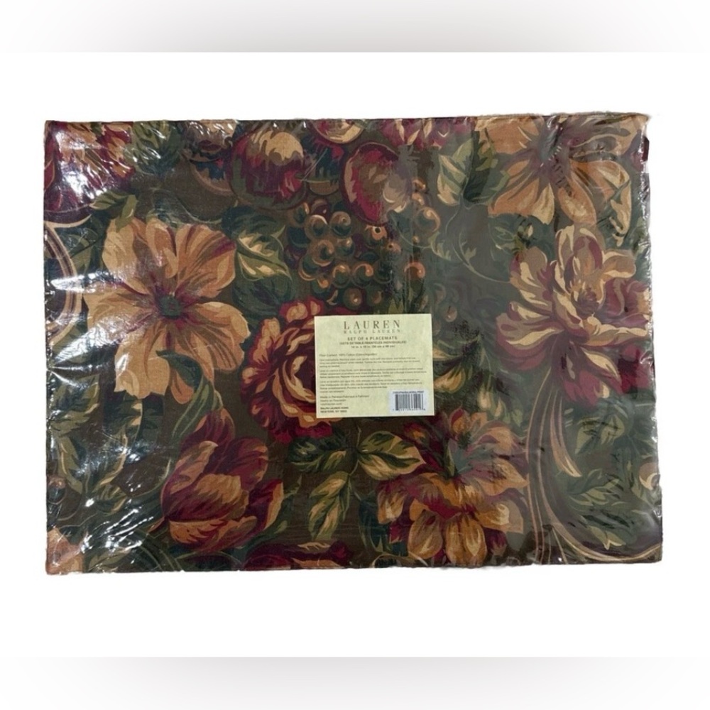 Lauren Ralph Lauren Four Placement Set 14 X 19 In Package Autumn Rust Floral